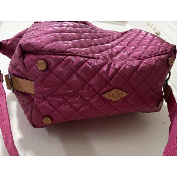 MZ Wallace Sutton Deluxe Bag Shiny Pink Peony Pearl Long Strap New - Picture 7 of 7